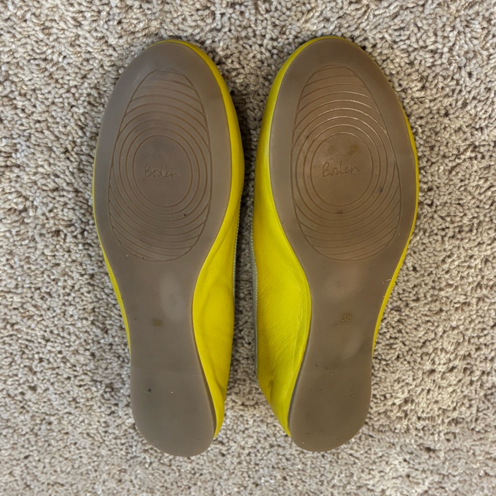 Boden Kitty Leather Flexi Sole Ballet Flats Womens Size 38 - 7.5 US yellow - Picture 4 of 6